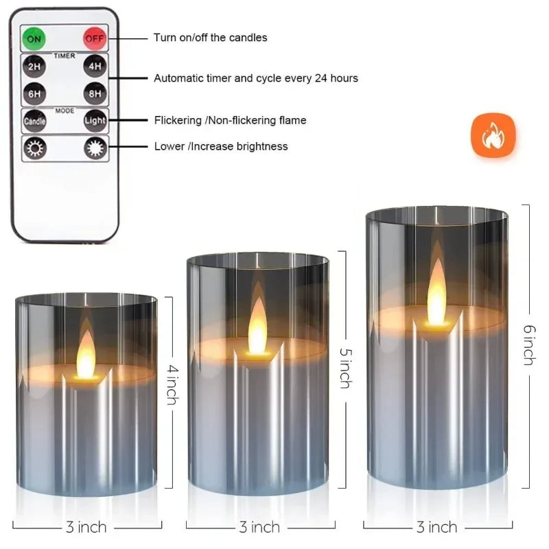 Flameless Candles 3D Wick Electric LED Candle Battery Operated with Remote Control for Party Hotel Wedding Birthday Decoration