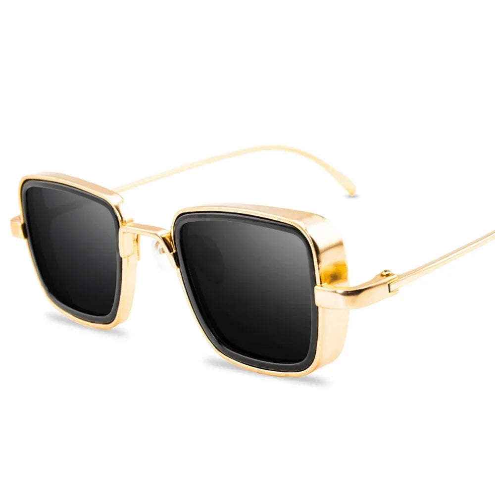 Stylish Retro Brand Shades Men Women Sun Glasses UV400 Square Vintage Metal Steampunk Sunglasses