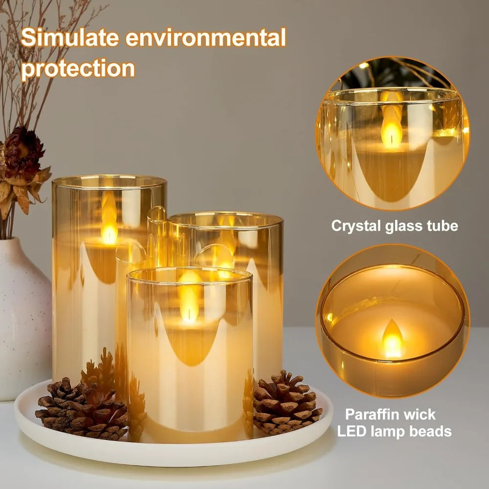 Flameless Candles 3D Wick Electric LED Candle Battery Operated with Remote Control for Party Hotel Wedding Birthday Decoration