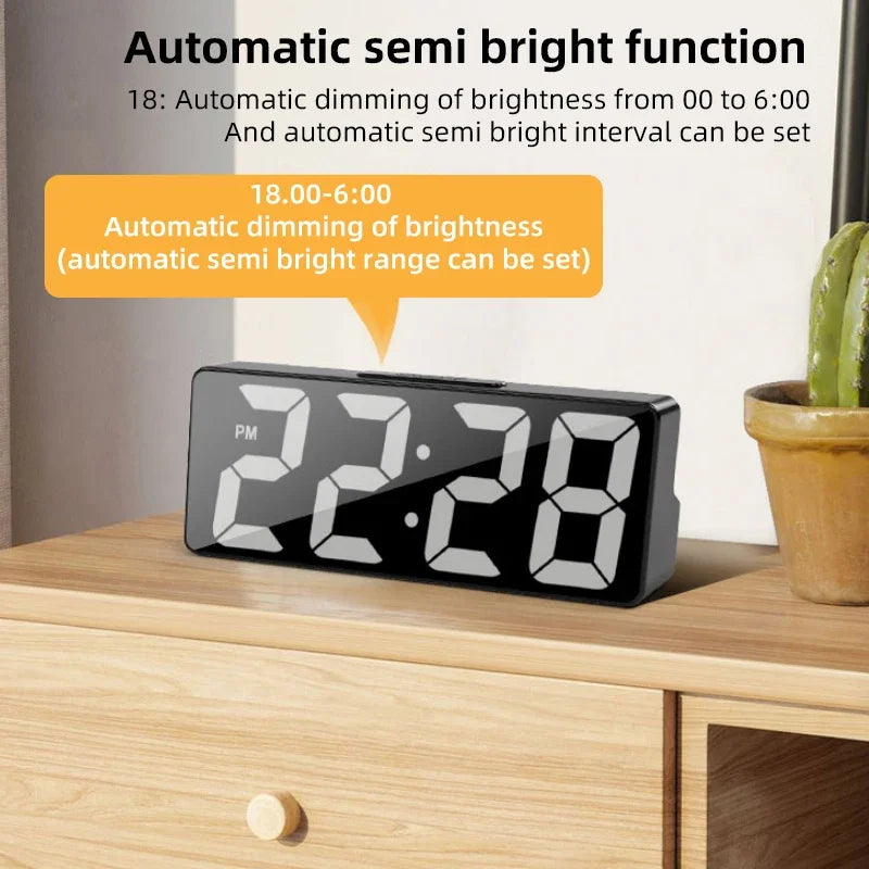 Xiaomi Youpin Clock Digital Display LED Alarm Clock 12/24H Anti-disturb Function LED Clocks Watch Adjustable Brightness Home New