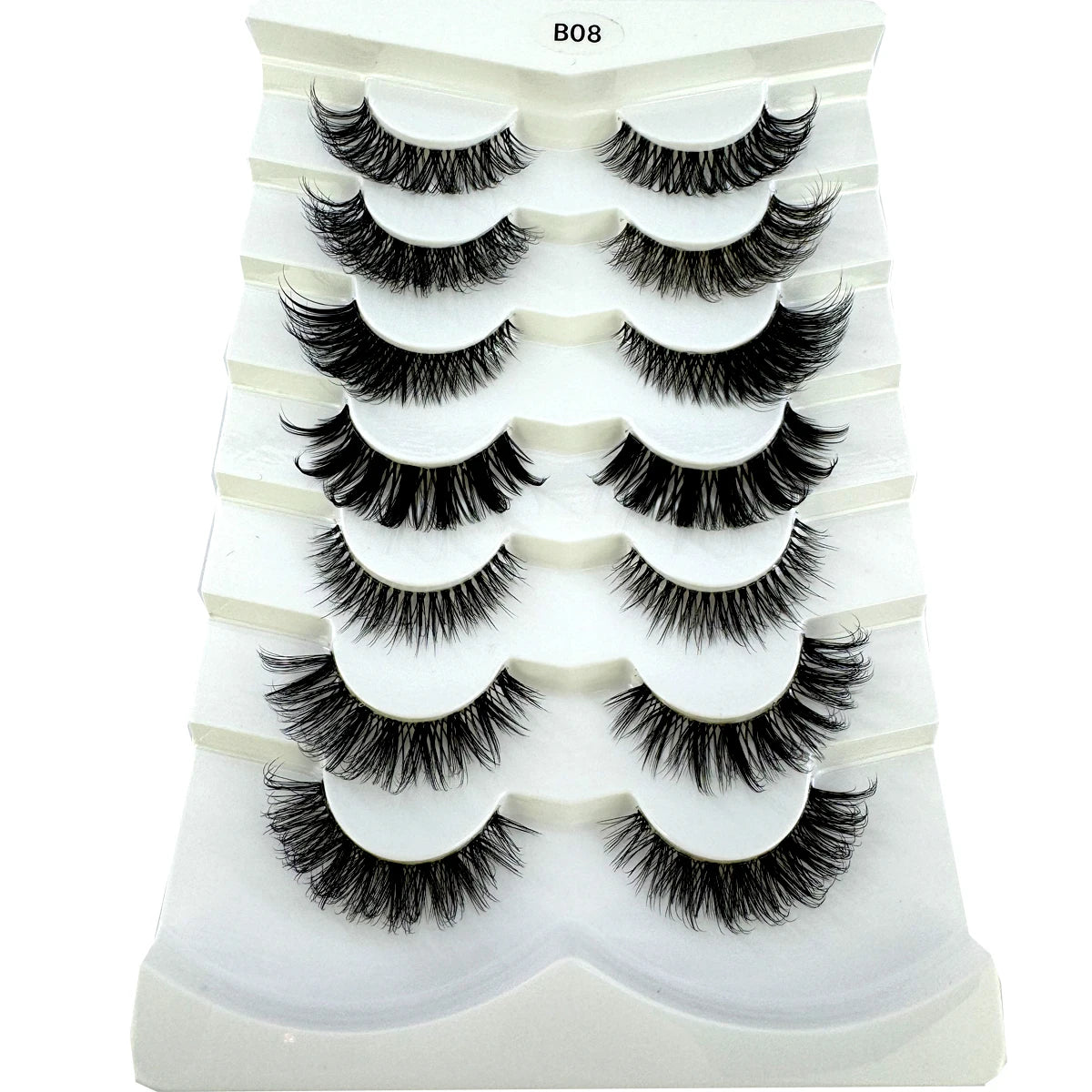 HBZGTLAD New 7 pairs Cat Eye Lashes Faux Mink Eyelashes Clear Band Lashes Natural Look Wispy Mink Eyelashes Full Strip Lashes