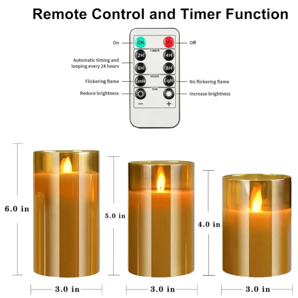 Flameless Candles 3D Wick Electric LED Candle Battery Operated with Remote Control for Party Hotel Wedding Birthday Decoration