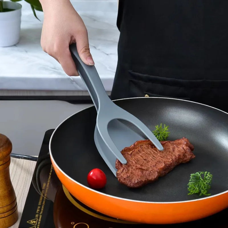 1Nylon Shovel Clip Steak Spatula Clip Two-in-One Kitchen Food Clip Egg Shovel Fried Fish Fried Egg Clip Flip Shovel