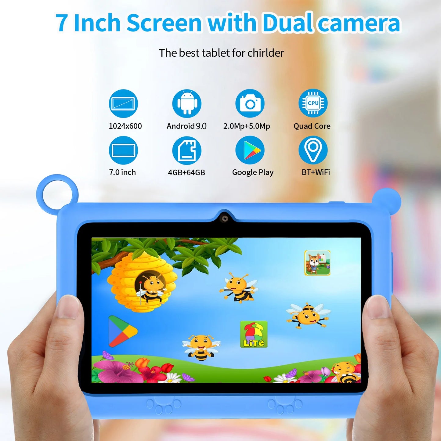 New Global Version 7 Inch kids' tablet Quad Core Google Learning Education Tablets 4GB RAM 64GB ROM Children's Gifts 4000mAh