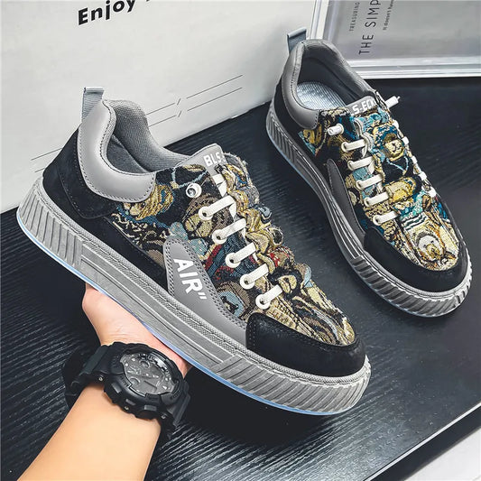 Men's Run Sneaker Walking Leather Shoes Youth Casual Cricket Shoes Fashion Trend Board Shoes Comfort Skateboard Shoes