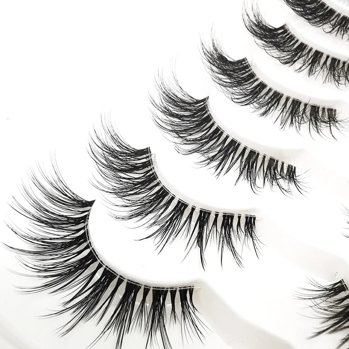 HBZGTLAD New 7 pairs Cat Eye Lashes Faux Mink Eyelashes Clear Band Lashes Natural Look Wispy Mink Eyelashes Full Strip Lashes