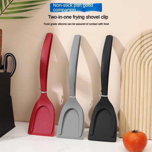 1Nylon Shovel Clip Steak Spatula Clip Two-in-One Kitchen Food Clip Egg Shovel Fried Fish Fried Egg Clip Flip Shovel