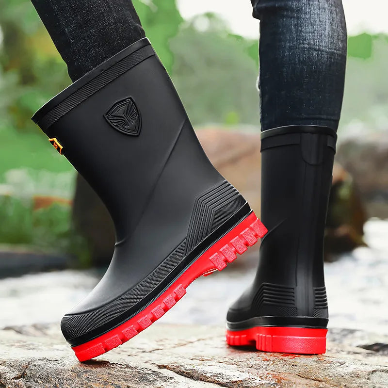 Waterproof rubber rain fishing shoes men's rain boots washable outdoor non-slip durable rain shoes