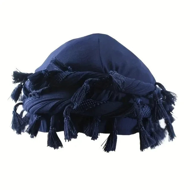 Men Hat Punk Burr Trim Twisted Tail Fringe Cotton Bandana Hat Hop Turban Hats Head Wrap Beanie Cap Solid Color Docker Hat 2024