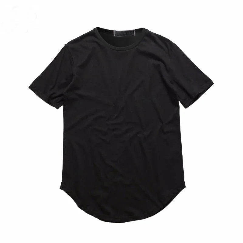 Fashion Men's T-Shirt Summer Short Sleeve Solid Black White Basic Long Style O Neck T Shirt Tee Tops Undershirt Man Clothing